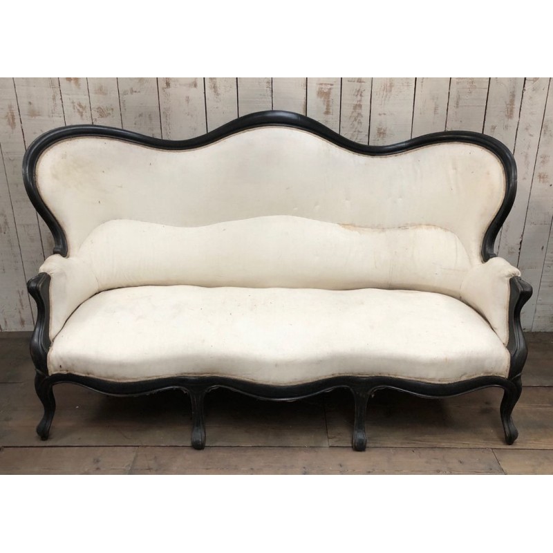 Napoleon III Ebonized Wood Sofa, To Reupholster | Maison BARROIS