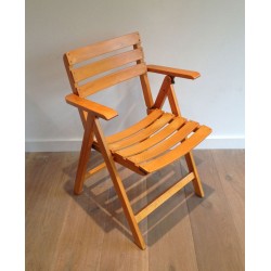 Fauteuils Pliants Bois Vernis Clairitex, France, vers 1970 | Maison BARROIS