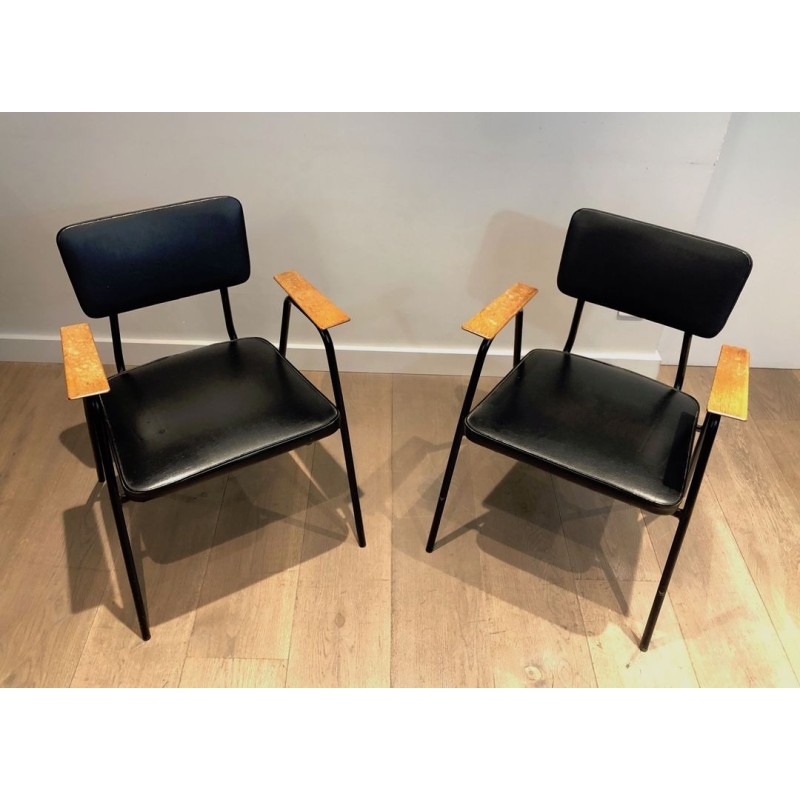 Fauteuils Modèle M Pierre Guariche, Laqués Noirs, 1950 | Maison BARROIS