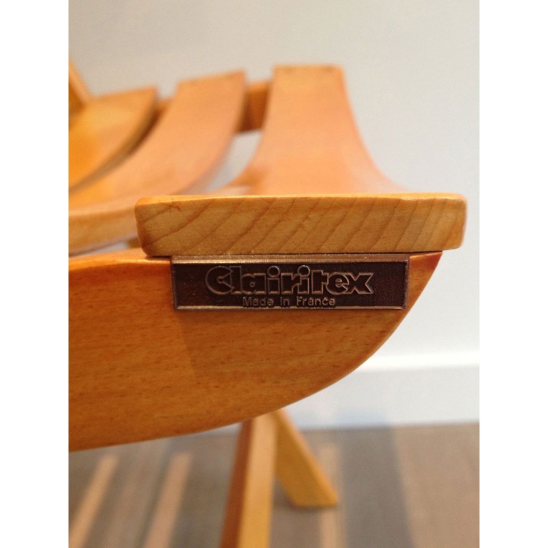 Fauteuils Pliants Bois Vernis Clairitex, France, vers 1970 | Maison BARROIS