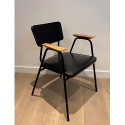 Paire de Fauteuils Laqués Noirs Modèle "M" de Pierre Guariche, vers 1950