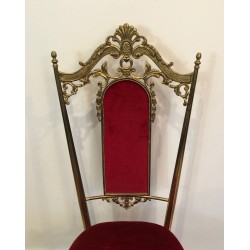 4 Neoclassical Brass & Red Velvet Chairs, Manner of Jansen, 1940 | Maison BARROIS