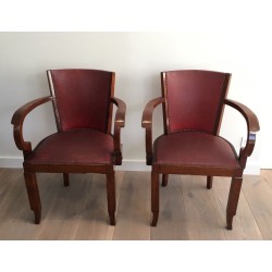 Rare Set of 8 Art Deco Mahogany Armchairs, French Work, circa 1930 | Maison BARROIS