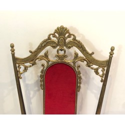 4 Neoclassical Brass & Red Velvet Chairs, Manner of Jansen, 1940 | Maison BARROIS