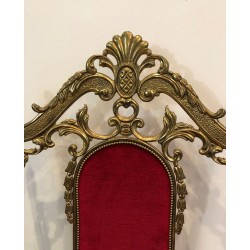 4 Neoclassical Brass & Red Velvet Chairs, Manner of Jansen, 1940 | Maison BARROIS