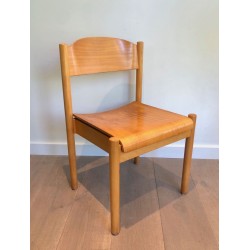 6 Chaises Empilables Sapin par Karl Klipper, vers 1970 | Maison BARROIS