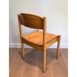 6 Stackable Pine Chairs by Karl Klipper, circa 1970 | Maison BARROIS