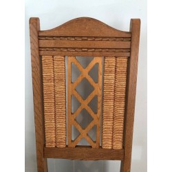 6 French Brutalist Wood & Rattan Dining Chairs, circa 1950 | Maison BARROIS