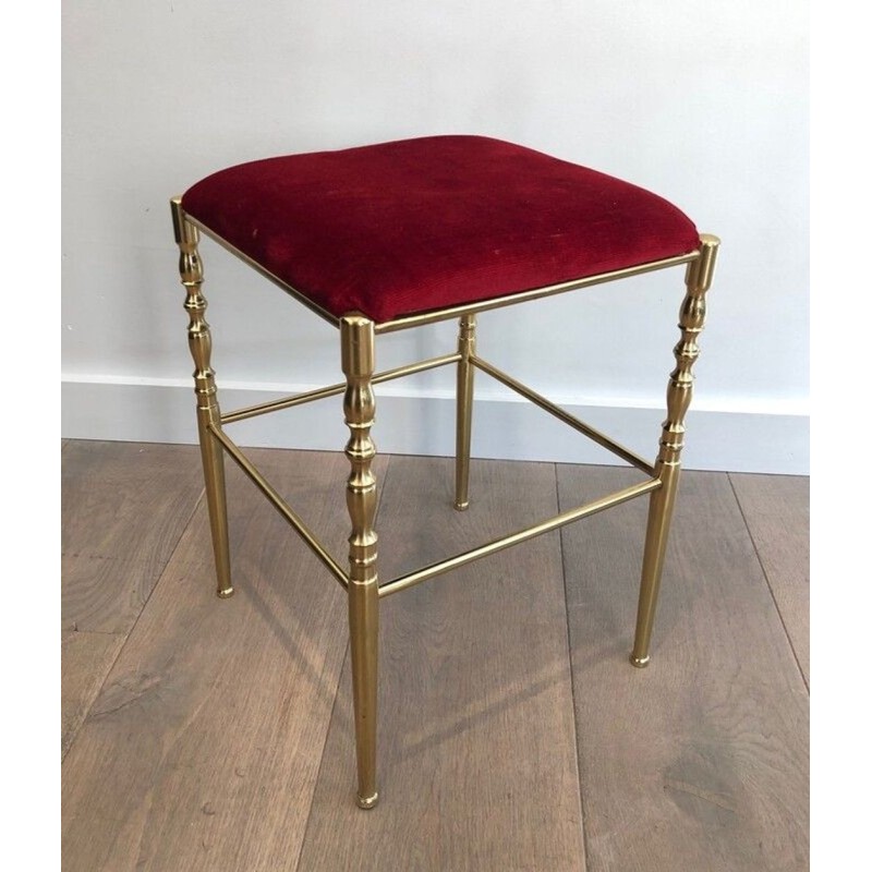Brass Chiavari Chair & Stool, Green Velvet, Italian Work, circa 1940 | Maison BARROIS