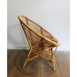 Pair of French Rattan Lounge Armchairs, circa 1970 | Maison BARROIS