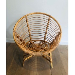 Pair of French Rattan Lounge Armchairs, circa 1970 | Maison BARROIS