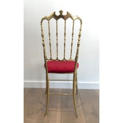 Chaise Chiavari Laiton et Velours Vert, Travail Italien, 1940 | Maison BARROIS