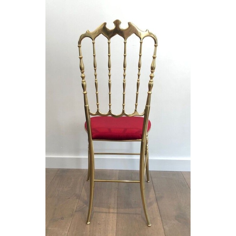 Chaise Chiavari Laiton et Velours Vert, Travail Italien, 1940 | Maison BARROIS