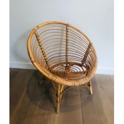 Pair of French Rattan Lounge Armchairs, circa 1970 | Maison BARROIS