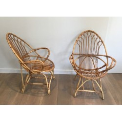 Paire de Fauteuils en Rotin 