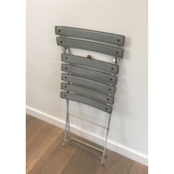 Chaises Pliantes Zanotta Métal Laqué et Cuir Gris, 1970 | Maison BARROIS