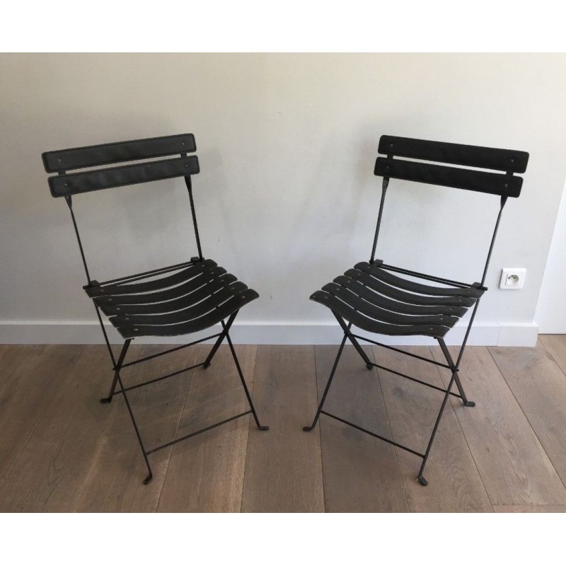 Paire de Chaises en Cuir, Milieu du Siècle, vers 1950 | Maison BARROIS