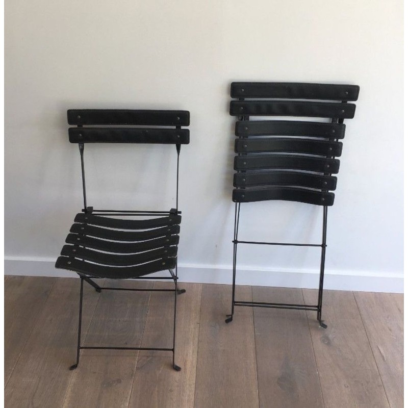 Paire de Chaises en Cuir, Milieu du Siècle, vers 1950 | Maison BARROIS