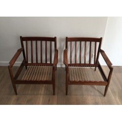 Paire de Fauteuils Modernistes Scandinaves Marqués, 1970 | Maison BARROIS