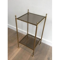 Maison Jansen Brass Side Tables, Smoked Glass, circa 1940 | Maison BARROIS