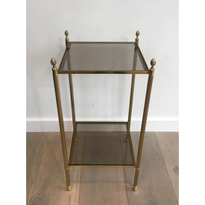Maison Jansen Brass Side Tables, Smoked Glass, circa 1940 | Maison BARROIS