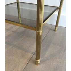 Maison Jansen Brass Side Tables, Smoked Glass, circa 1940 | Maison BARROIS