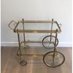 Neoclassical Brass Drinks Trolley with Removable Trays by Maison Baguès, circa 1940