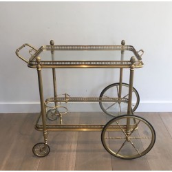 Neoclassical Brass Drinks Trolley with Removable Trays by Maison Baguès, circa 1940
