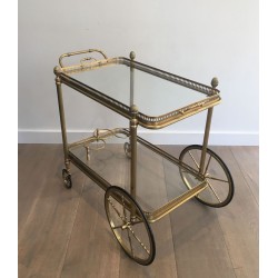 Neoclassical Brass Drinks Trolley with Removable Trays by Maison Baguès, circa 1940