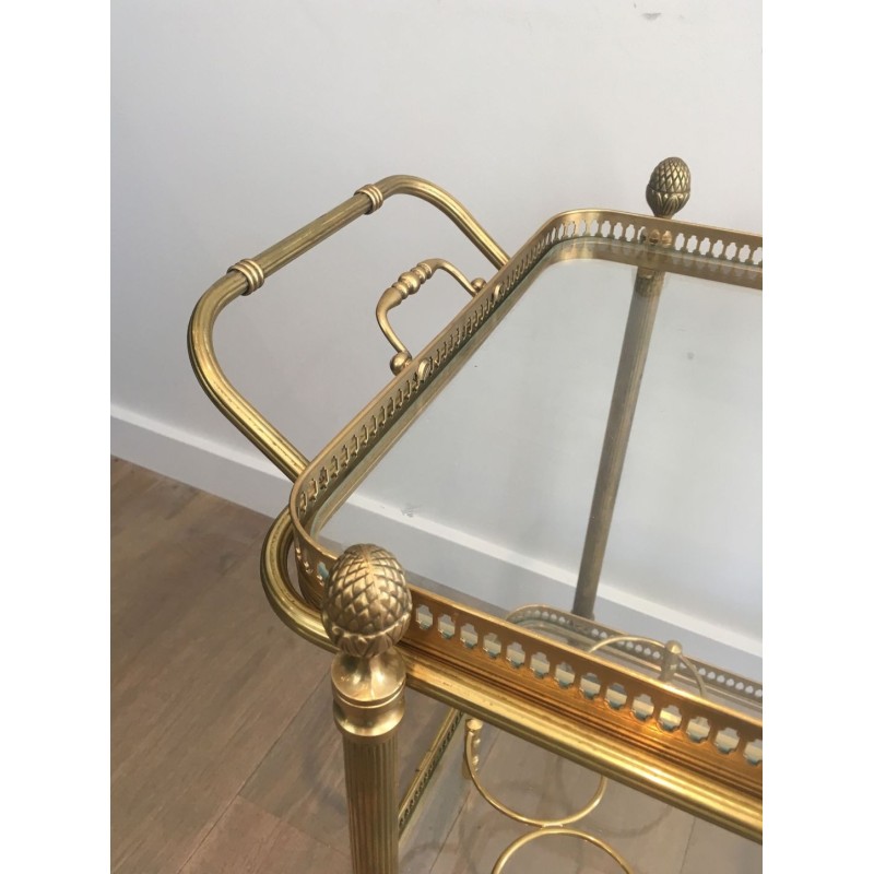 Neoclassical Brass Drinks Trolley with Removable Trays by Maison Baguès, circa 1940