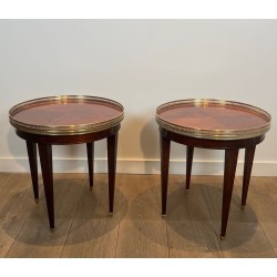 Paire de Tables Bouillottes Acajou et Laiton, Travail Français, vers 1940 | Maison BARROIS