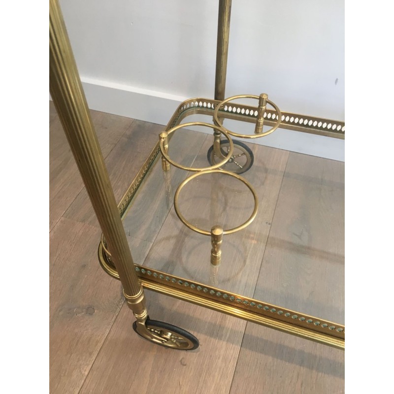 Neoclassical Brass Drinks Trolley with Removable Trays by Maison Baguès, circa 1940