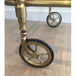 Neoclassical Brass Drinks Trolley with Removable Trays by Maison Baguès, circa 1940