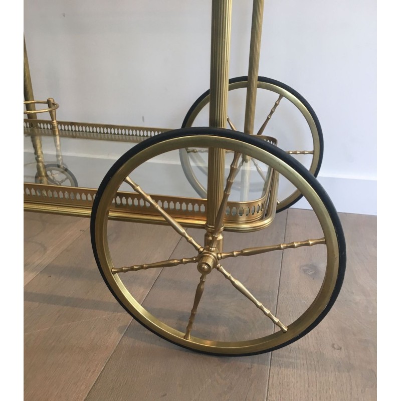 Neoclassical Brass Drinks Trolley with Removable Trays by Maison Baguès, circa 1940