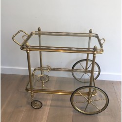 Neoclassical Brass Drinks Trolley with Removable Trays by Maison Baguès, circa 1940