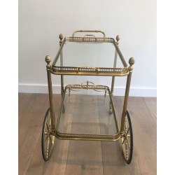 Neoclassical Brass Drinks Trolley with Removable Trays by Maison Baguès, circa 1940