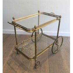 Neoclassical Brass Drinks Trolley with Removable Trays by Maison Baguès, circa 1940