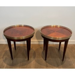 Pair of Neoclassical Mahogany Bouillotte Tables, French Work, circa 1940 | Maison BARROIS