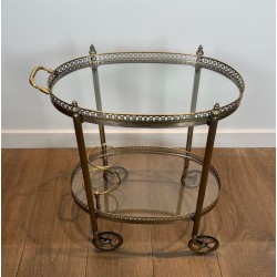 Petite Table Roulante en Laiton Argenté de la Maison Baguès