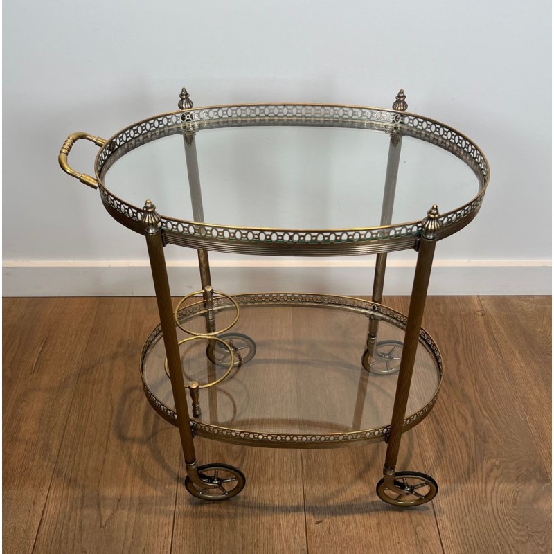 Petite Table Roulante en Laiton Argenté de la Maison Baguès