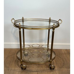 Oval Brass Drinks Trolley in the Style of Maison Jansen, Art Déco, circa 1940 | Maison BARROIS