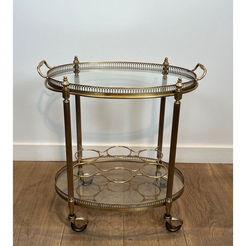 Oval Brass Drinks Trolley in the Style of Maison Jansen, Art Déco, circa 1940 | Maison BARROIS