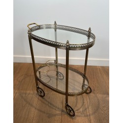 Petite Table Roulante en Laiton Argenté de la Maison Baguès