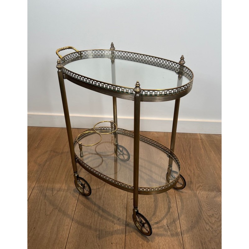 Round Silvered Brass Drinks Trolley by Maison Bagués