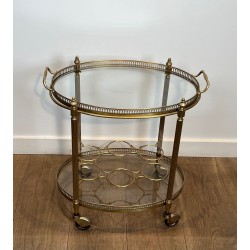 Oval Brass Drinks Trolley in the Style of Maison Jansen, Art Déco, circa 1940 | Maison BARROIS
