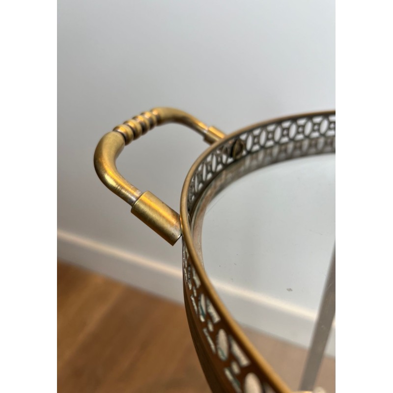 Round Silvered Brass Drinks Trolley by Maison Bagués