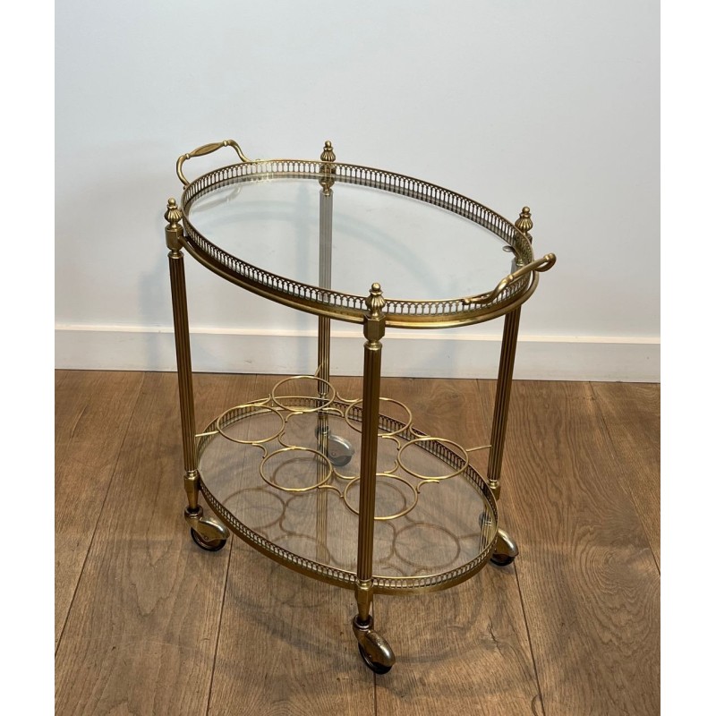 Oval Brass Drinks Trolley in the Style of Maison Jansen, Art Déco, circa 1940 | Maison BARROIS