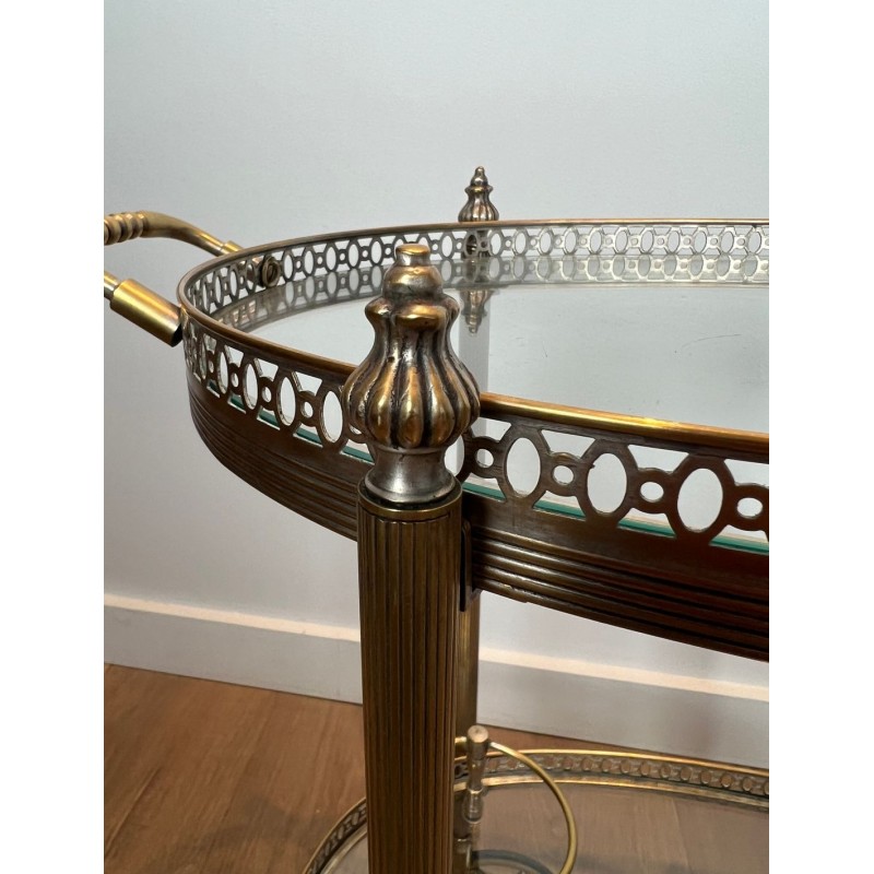 Round Silvered Brass Drinks Trolley by Maison Bagués