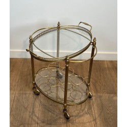 Table Roulante Ovale Laiton, Goût Maison Jansen, Art Déco, vers 1940 | Maison BARROIS