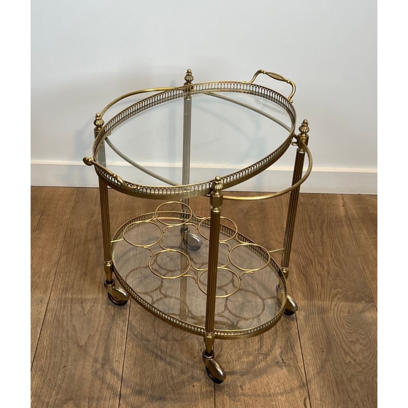 Table Roulante Ovale Laiton, Goût Maison Jansen, Art Déco, vers 1940 | Maison BARROIS